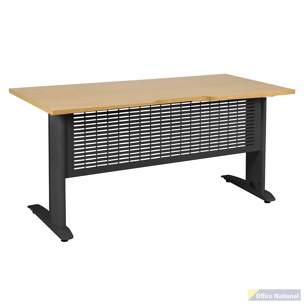SUMMIT OPEN DESK WITH METAL C-LEGS 1500 X 750MM OAK/BLACK