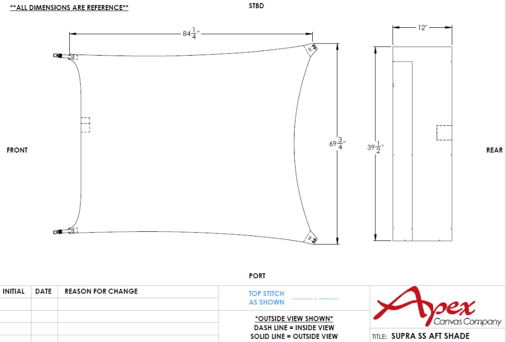 Sun Shade Cover, Stern, SL(SS)