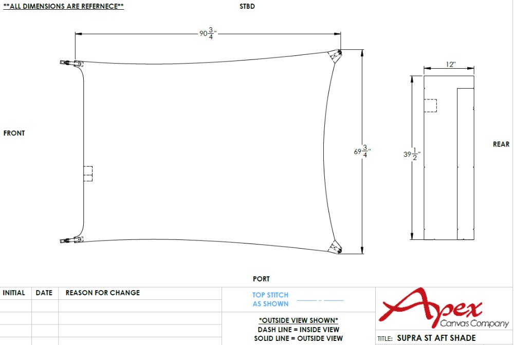 Sun Shade Cover, Stern, SE(ST)