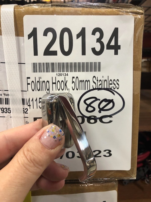 Folding Hook, 50mm Stainless