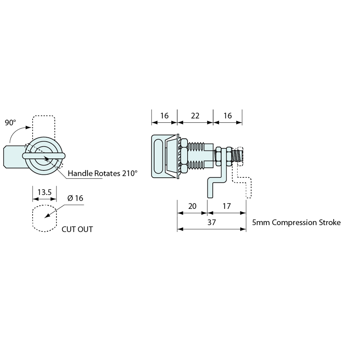 Quarter Turn Wing Knob Compression Latch