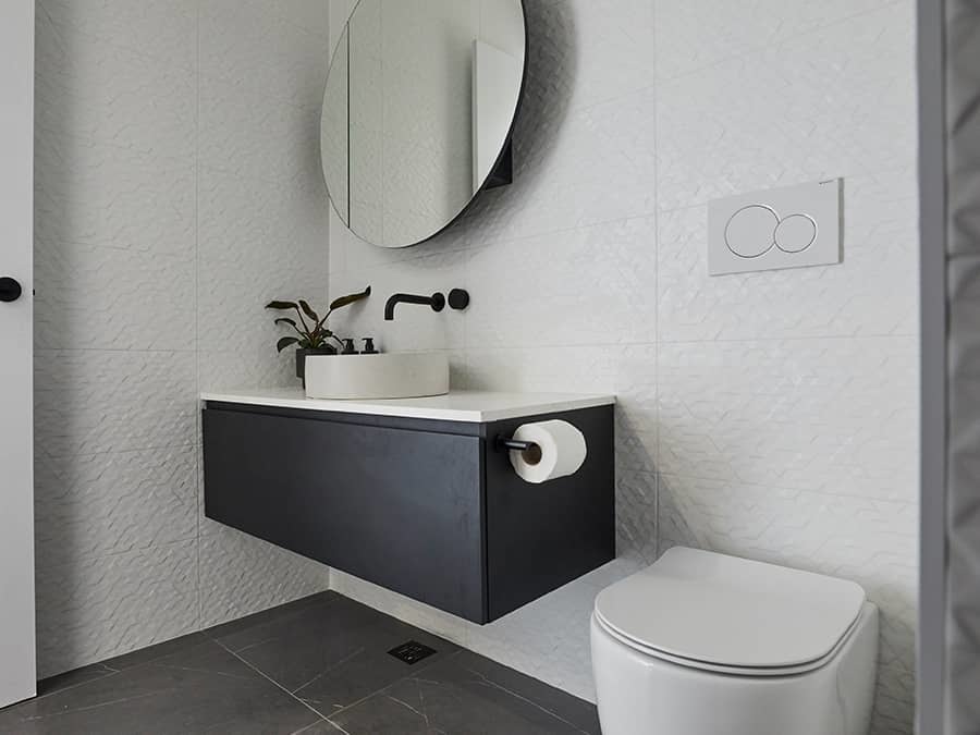matt white wall tiles bathroom