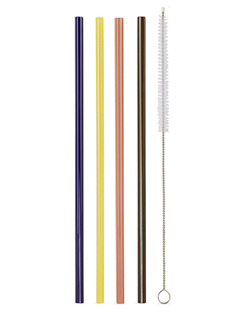 Multicolor Striped Glass Straw Set