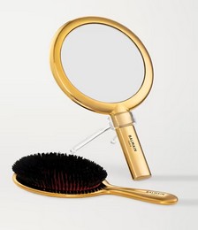 Gold-Plated Spa Brush & Hand Mirror Set