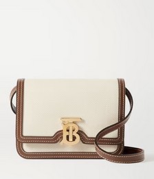 Mini Leather-Trimmed Canvas Shoulder Bag