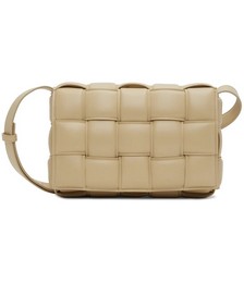 Beige Padded Cassette Shoulder Bag