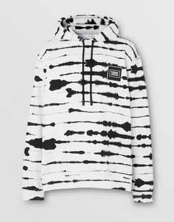 Logo Appliqué Watercolour Print Cotton Hoodie