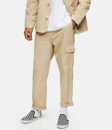 Organic Cotton Wide-legged Cargo Pants in Stone