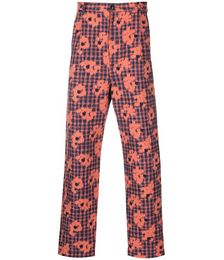 Floral-print Slim-cut Trousers