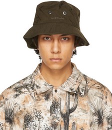 Khaki Nylon Logo Bucket Hat