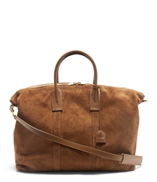 Leather-trim Suede Duffel Bag