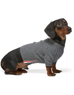 Grey Cashmere 4-Bar Rib Knit Dog Sweater