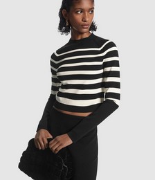Cropped Knitted Mock-Neck Top