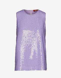 Sequin-Embellished Crepe Tank Top