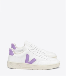 Women's V-12 Leather Trainers - Extra White/Lavander