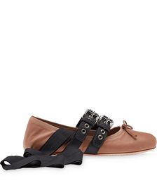 Ankle-strap Belted Ballerina Flats