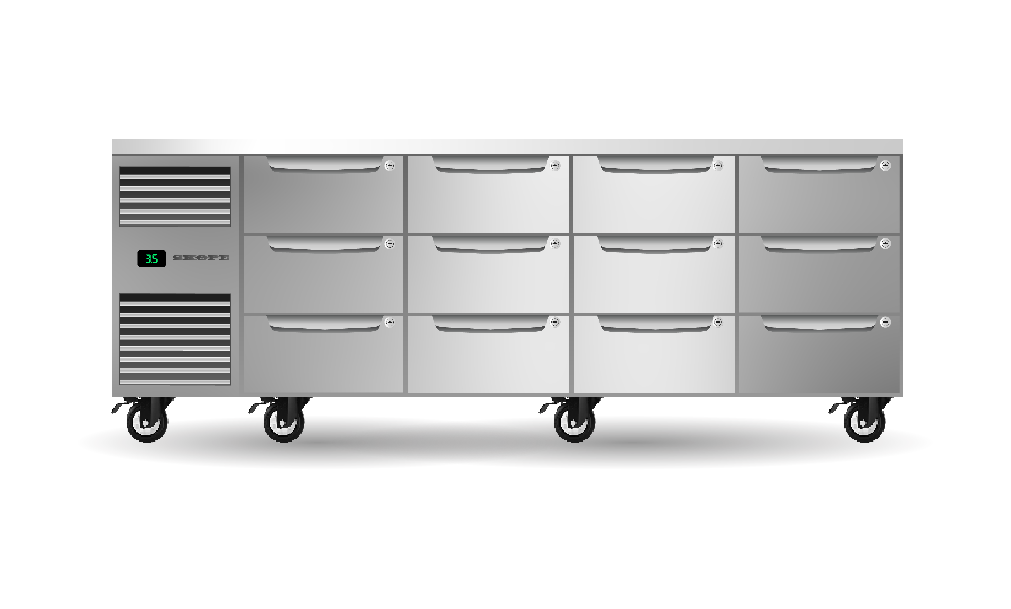 Skope PG11.UBR.4.D12 Twelve Drawer, Four Bay, Underbench GN1/1 Fridge