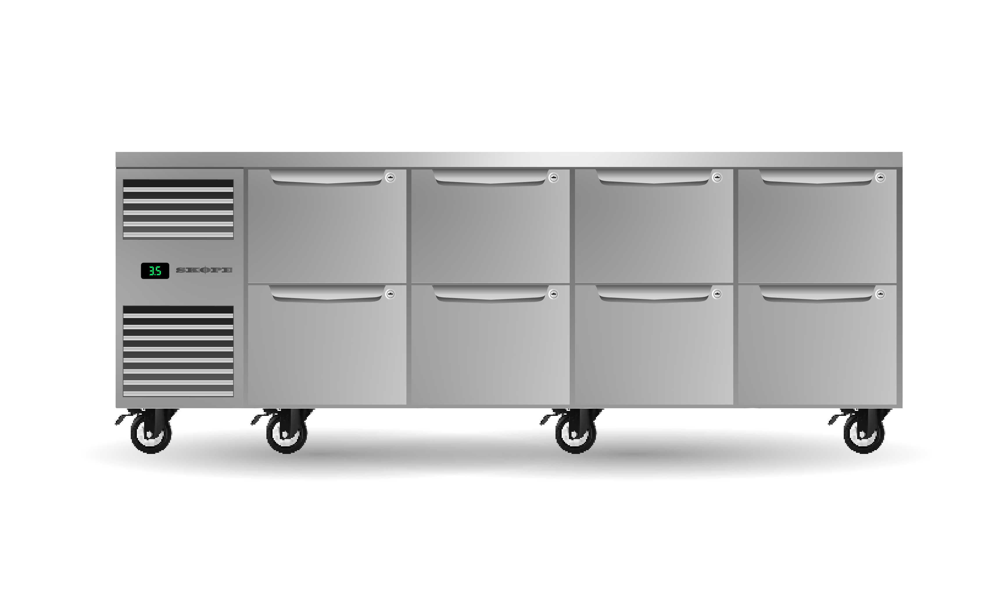 Skope PG11.UBR.4.D8 Eight Drawer, Four Bay, Underbench GN1/1 Fridge