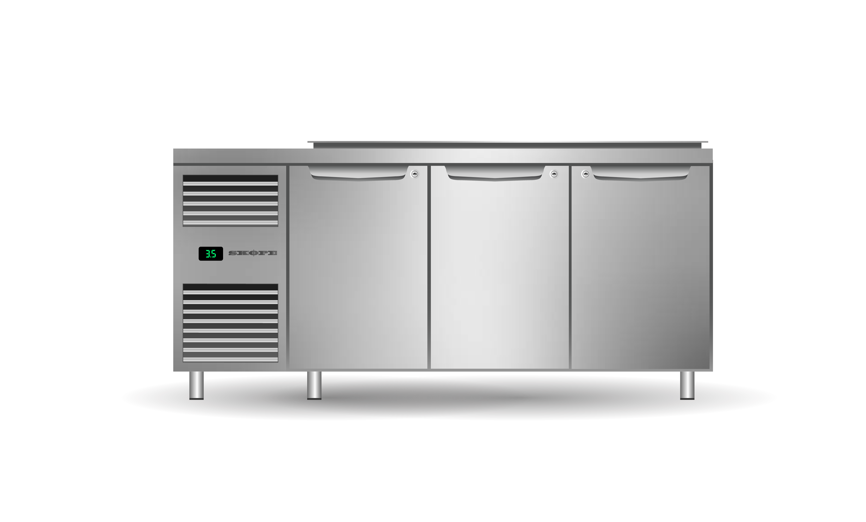 Skope PG13.PPS.DC.3.SD Three Solid Door Salad Preparation Drop-in Collar GN1/3 Fridge