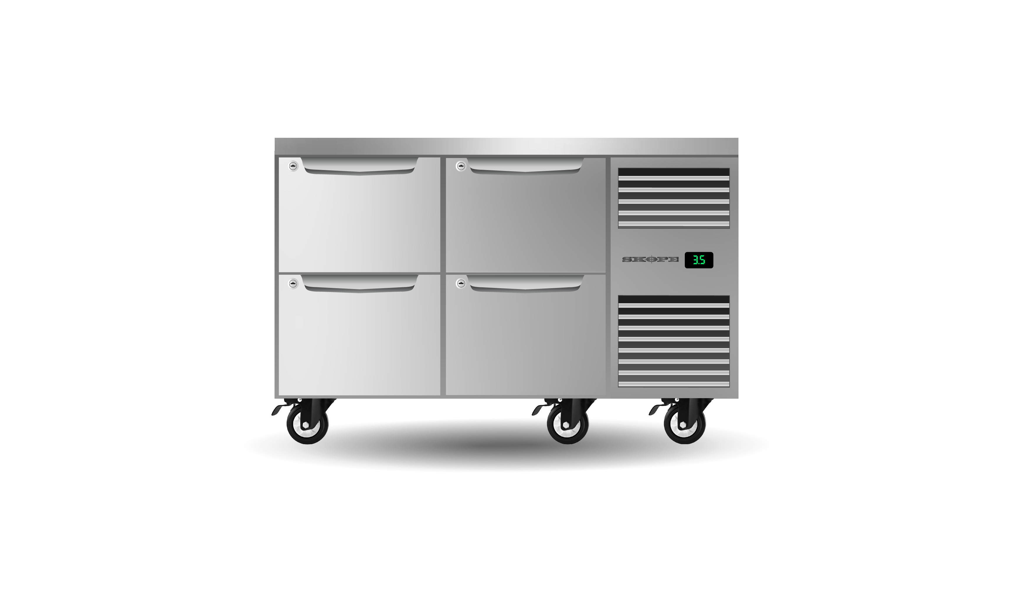 Skope PG11.UBR.2.D4.RH Four Drawer, Two Bay, Underbench GN 1/1 Right Hand Fridge