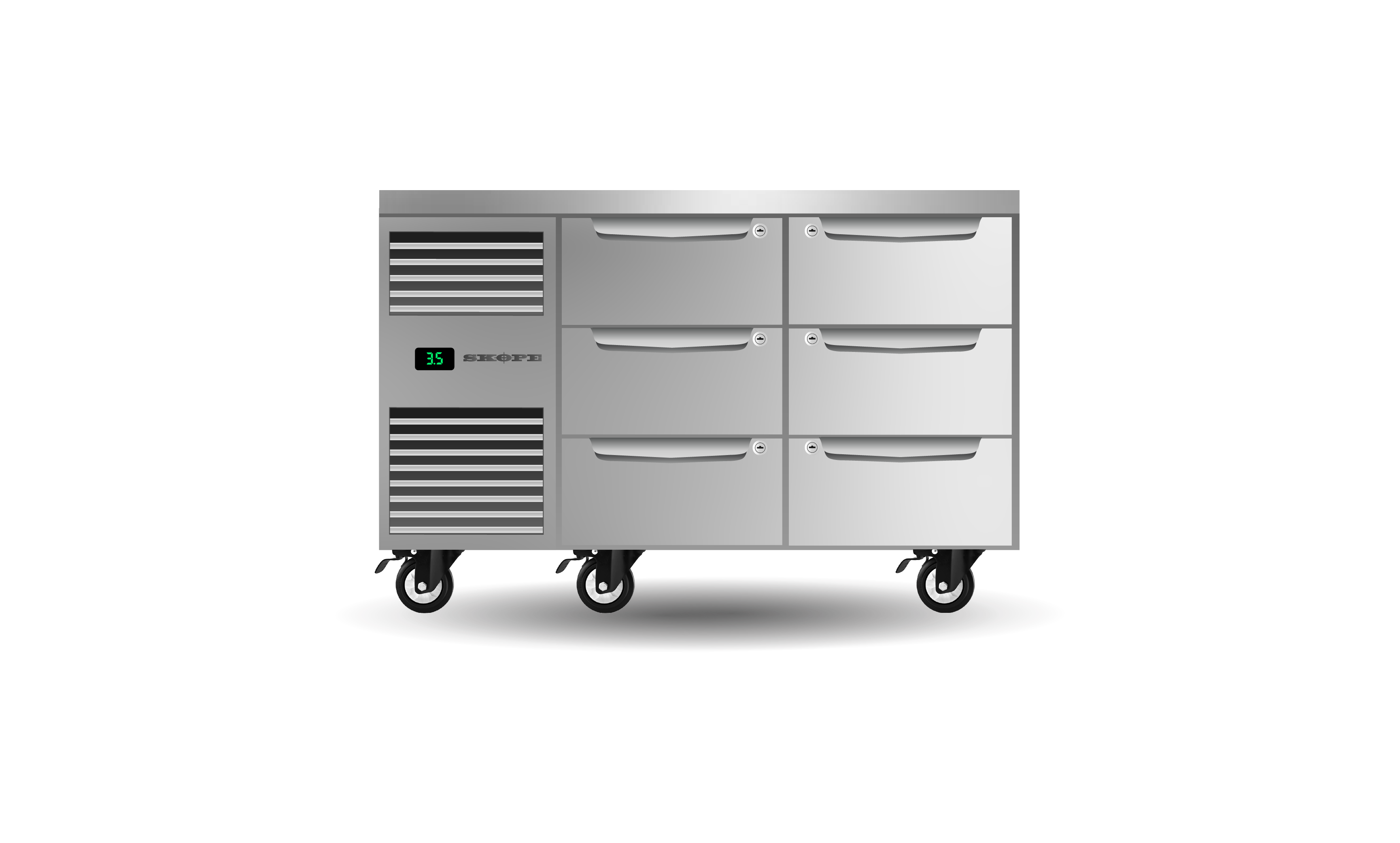 Skope PG11.UBR.2.D6 Six Drawer, Two Bay, Underbench GN 1/1 Fridge