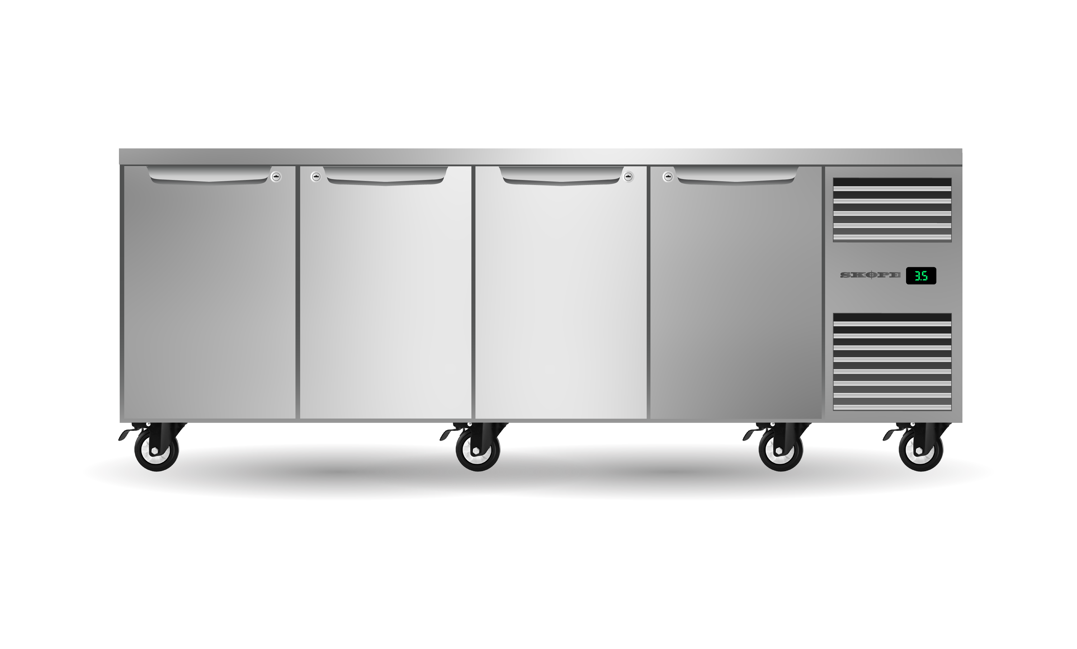 Skope PG11.UBR.4.SD.RH Four Solid Door Underbench GN 1/1 Right Hand Fridge