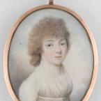 Miniature portrait of a woman in a white dress