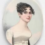 Miniature portrait of a young woman with dark hair