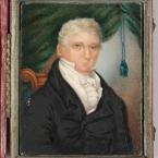 Miniature portrait of a person with grey hair wearing a cravat