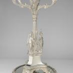 An ornate silver candelabra