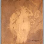 A sheet of copper with engraving of a woman