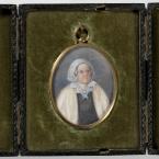Miniature portrait of an older woman wearing glasses