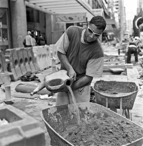 Working on the footpath upgrade, Pitt Street, July 1999