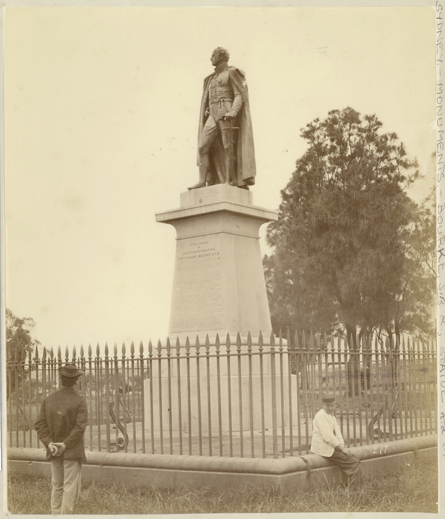 Governor Bourke's statue, Domain 1871, by Charles Pickering, courtesy State Library of NSW (SPF/1056)