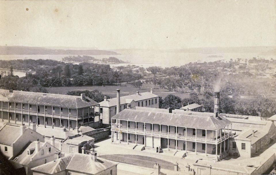 Panoramic view of Infirmary and Mint, Macquarie Street, Sydney c1870, courtesy Mitchell Library, State Library of NSW (SPF/321)