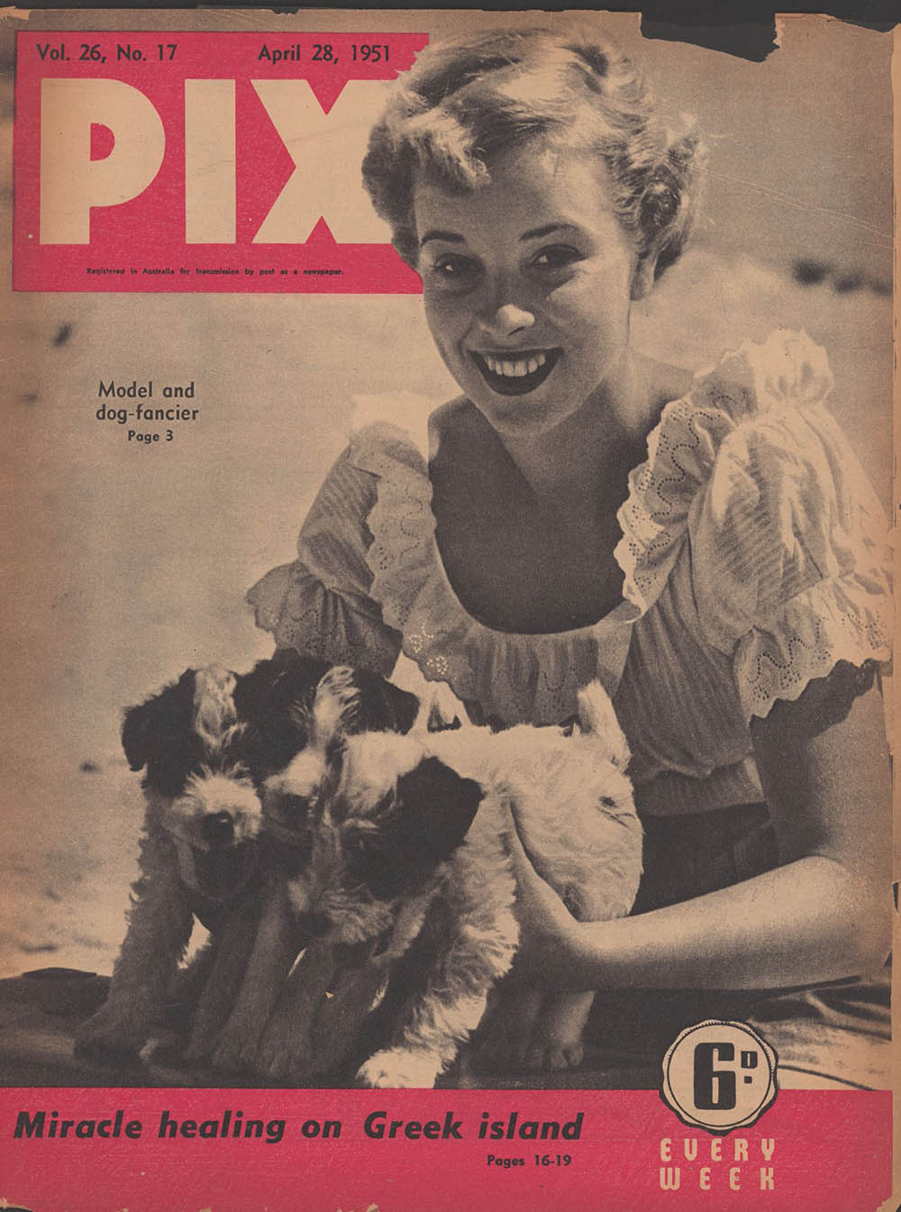 Model Shirley Beiger on the cover of PIX 28 April 1951