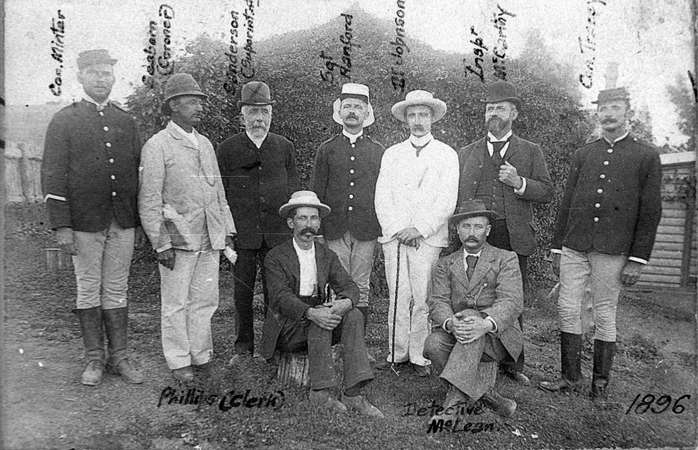 Group at Inquest into a Frank Butler victim - Probably Glenbrook, NSW Pic: Mitchell Library, State Library of NSW (At Work and Play - 00330)