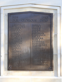 Gosford Cenotaph, close up of plaque Gosford Cenotaph, close-up of plaque