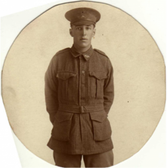 Sepia toned photograph of Ernest Heeger in uniform