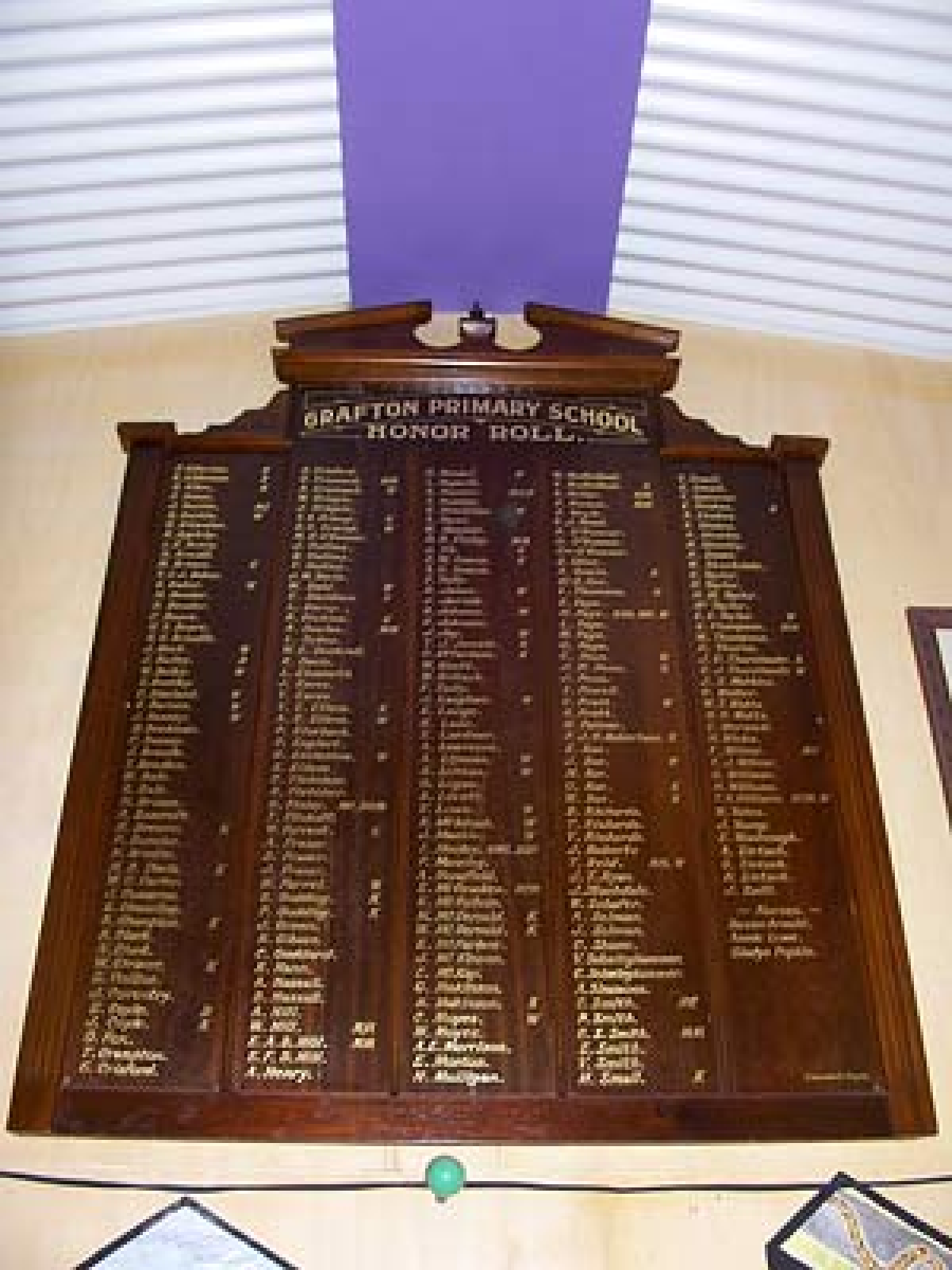 Photograph of Grafton Public School First World War Honor Roll  war memorial