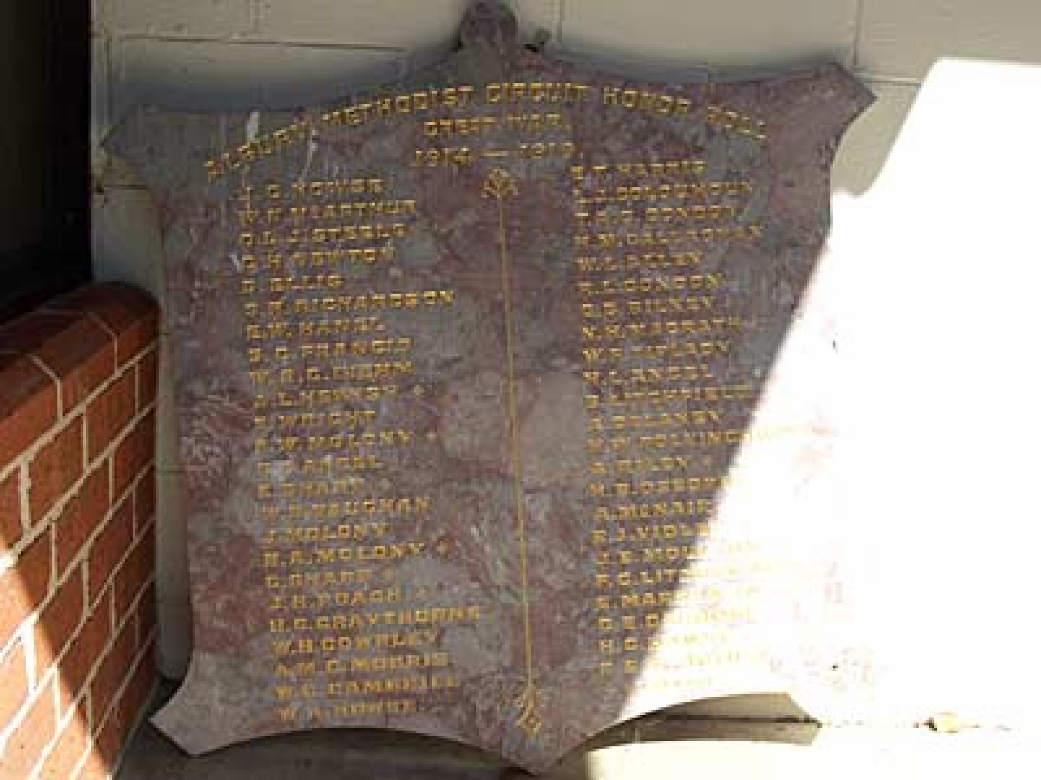 Photograph of Albury Methodist Circuit Great War Honor Roll  war memorial