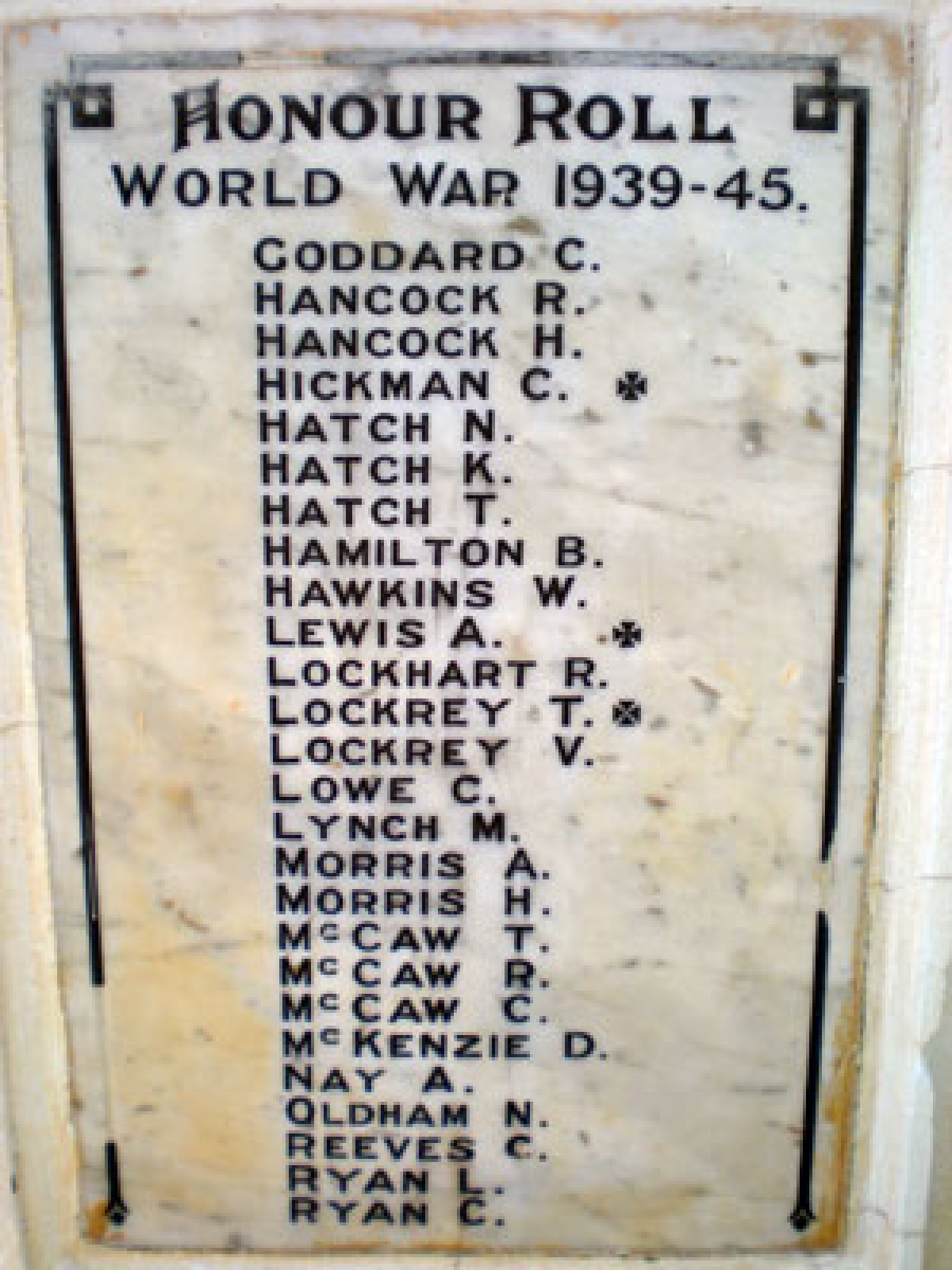 Warialda Railway First and Second World Wars Honour Roll NSW War