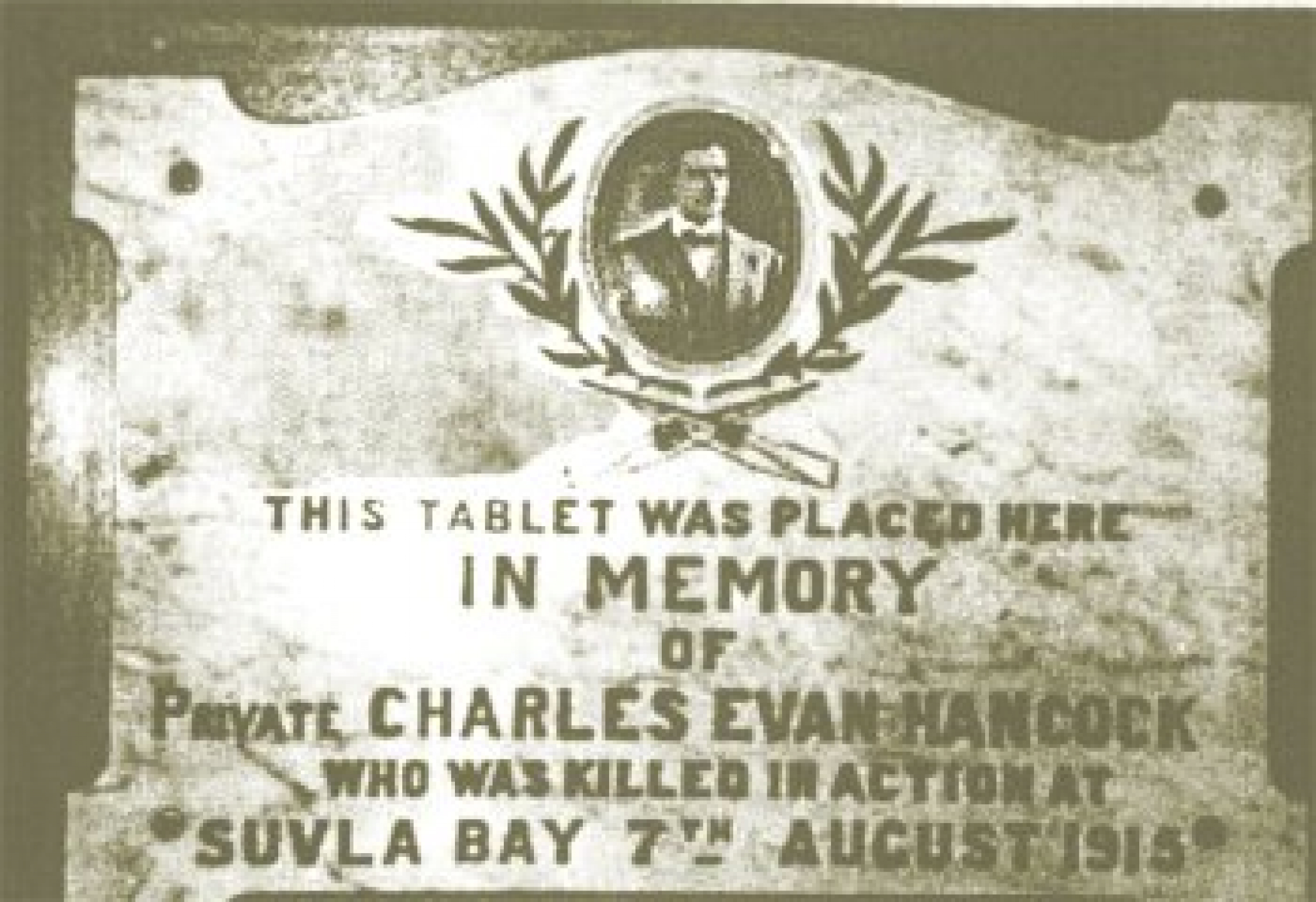 Photograph of Private Charles Evan Hancock Memorial Tablet  war memorial