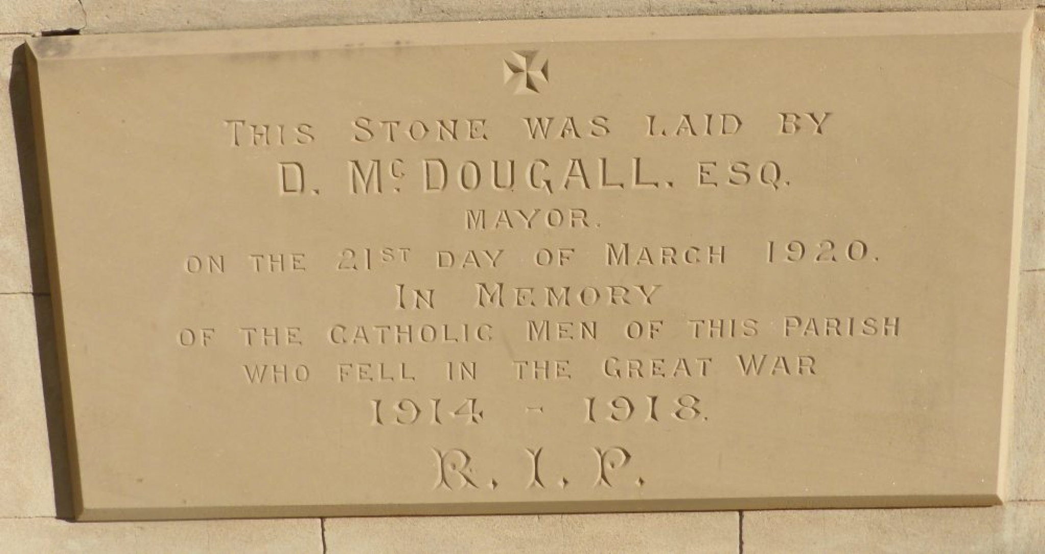 Photograph of St Patrick's Great War Memorial Stone, Singleton  war memorial
