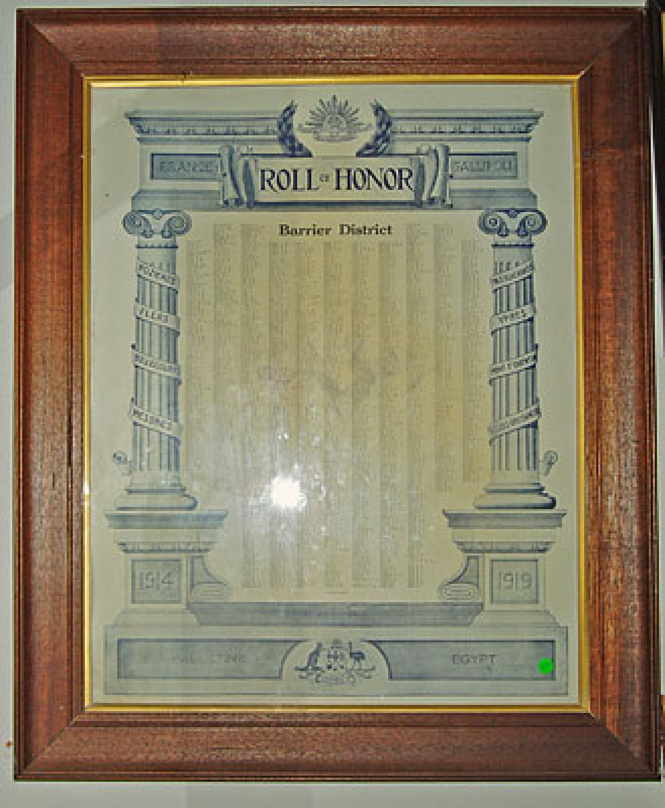 Photograph of Barrier District First World War Roll of Honor  war memorial