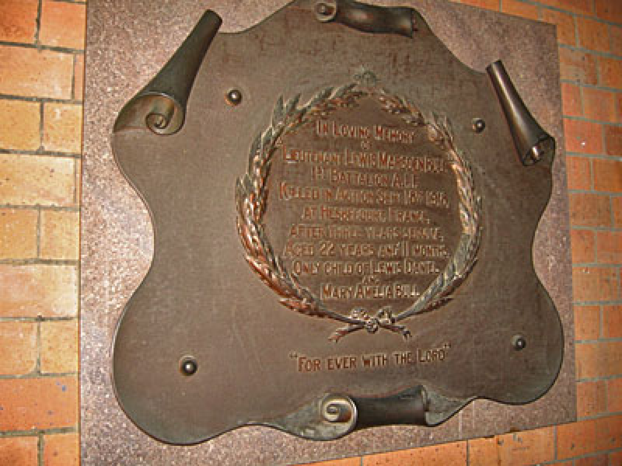 Photograph of Lewis Marsden Bull Memorial Plaque  war memorial