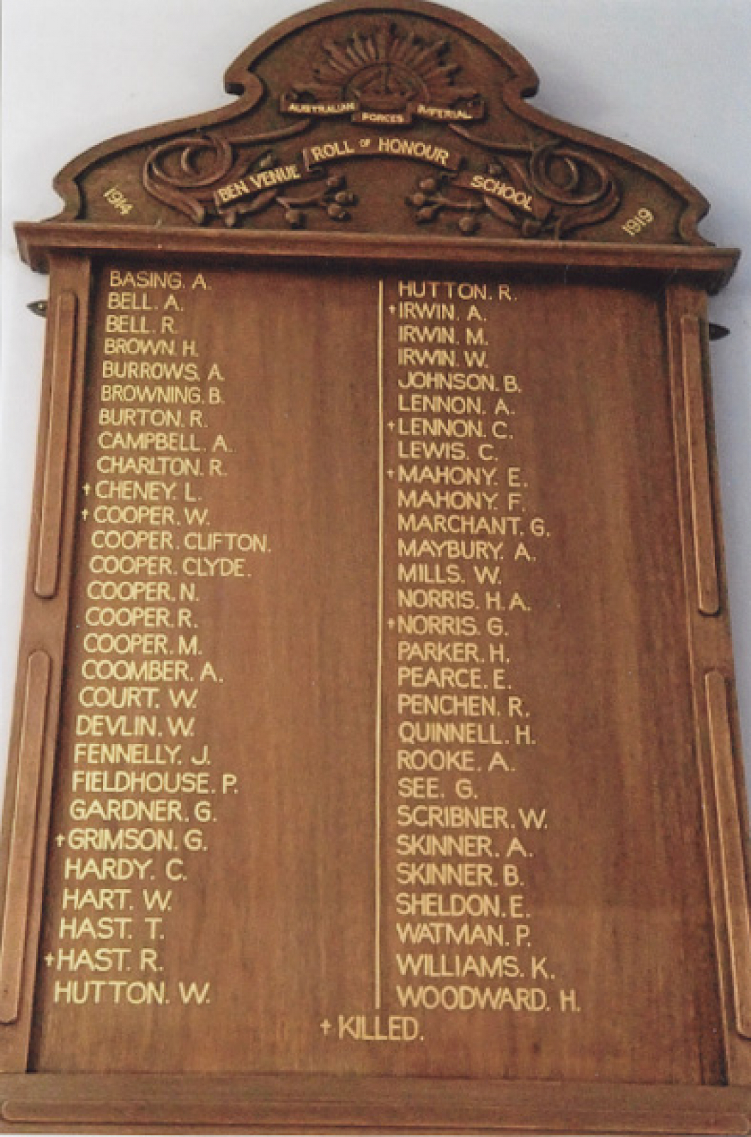 Photograph of Ben Venue Public School First World War Roll of Honour  war memorial