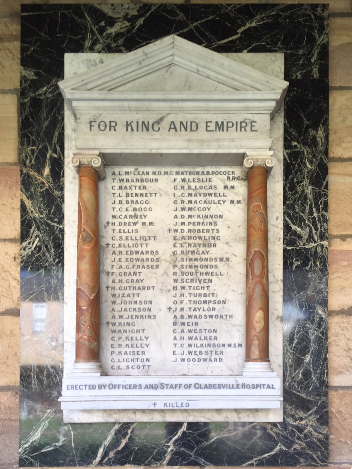 Photograph of Gladesville Hospital First World War Roll of Honour  war memorial