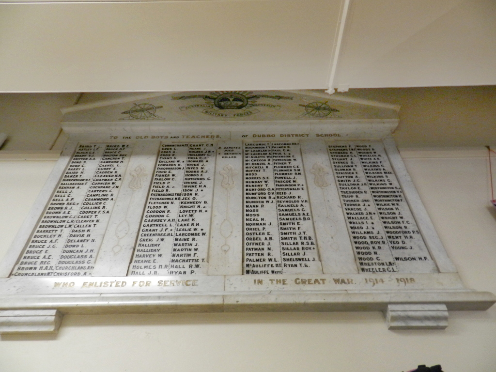 Photograph of Dubbo District School Great War Honor Roll war memorial
