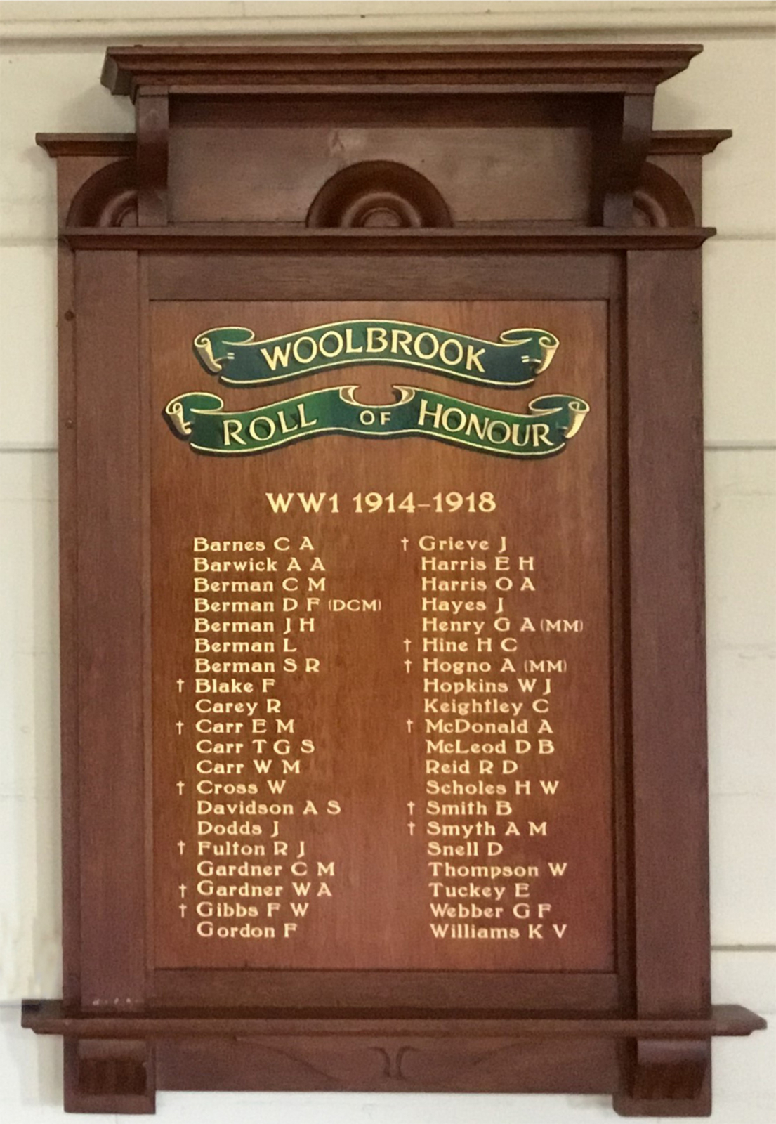 Photograph of Woolbrook First World War Roll of Honour  war memorial